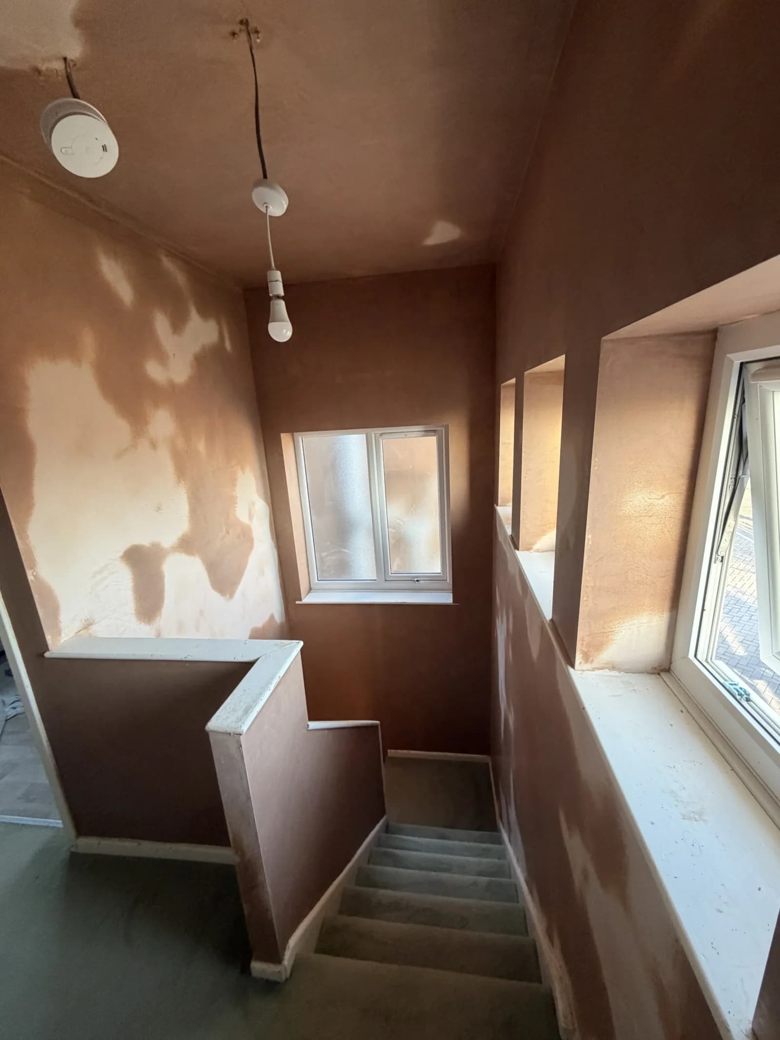 Finished hall, stairs and landing after plastering in Derby